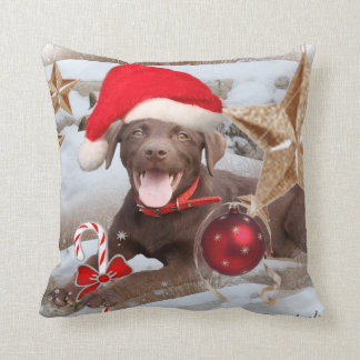 Chocolate Lab Christmas Star Cushion