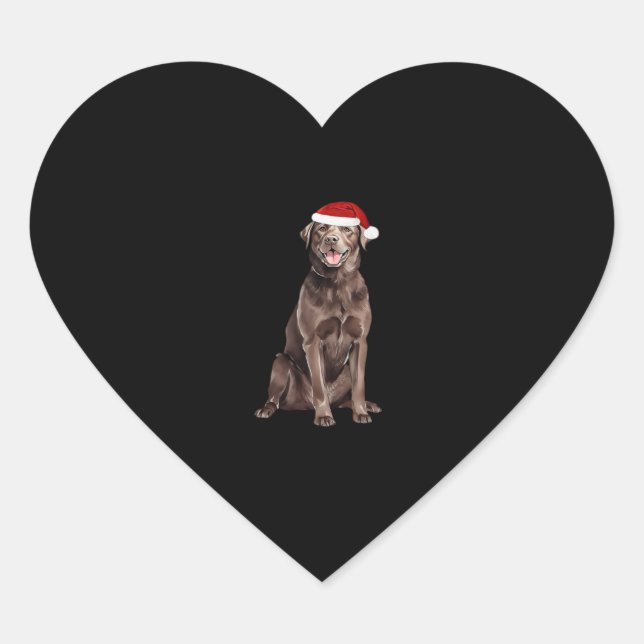 Chocolate Lab Christmas Tree Dog Puppy Watercolor  Heart Sticker (Front)