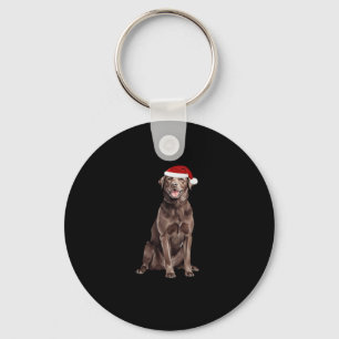 Chocolate Lab Christmas Tree Dog Puppy Watercolor  Key Ring