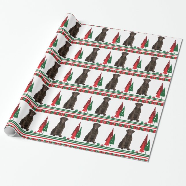 Chocolate Lab Christmas Wrapping Paper (Unrolled)