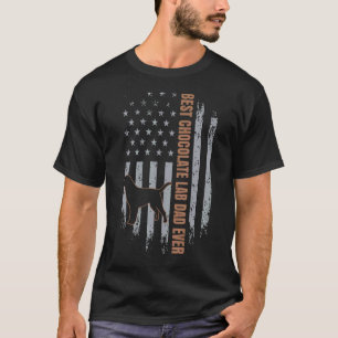 Chocolate Lab Dad American Flag Brown Labrador Ret T-Shirt