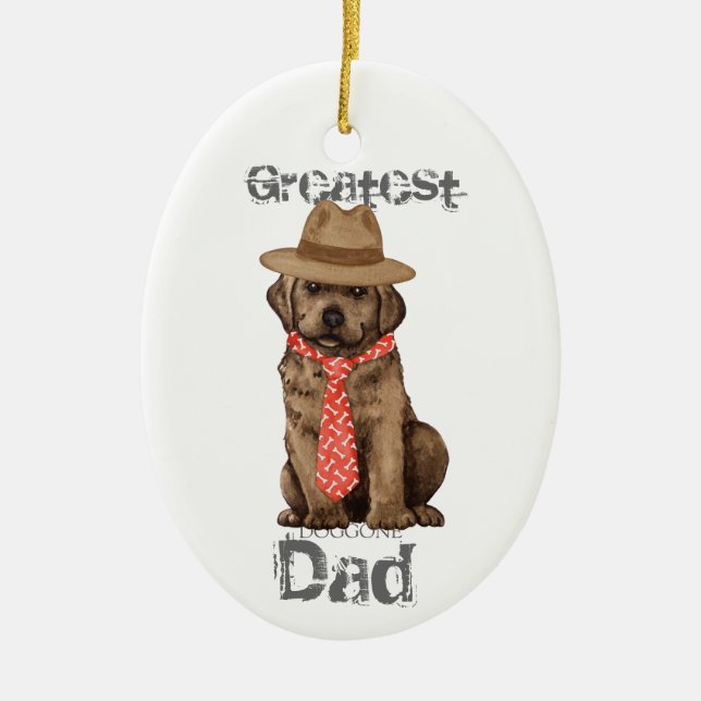 Chocolate Lab Dad Ceramic Ornament (Front)
