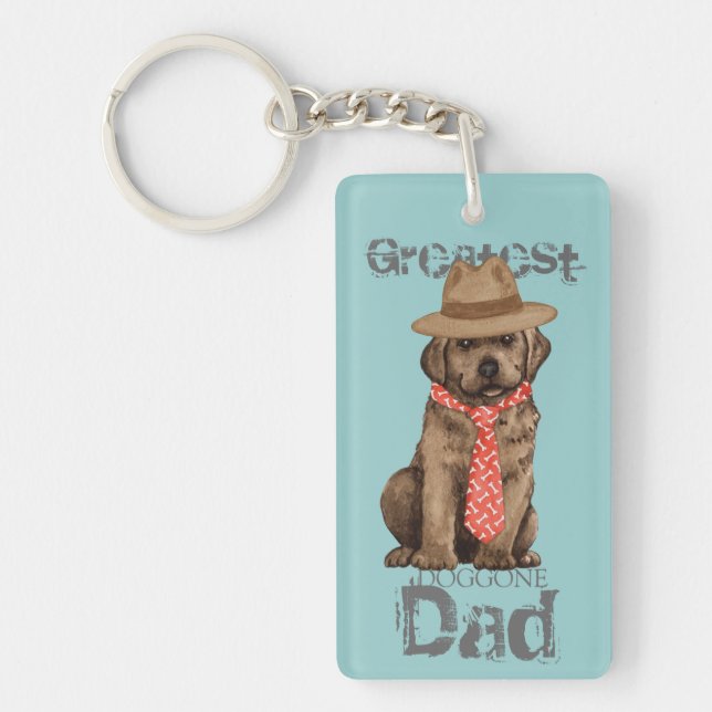 Chocolate Lab Dad Key Ring (Front)