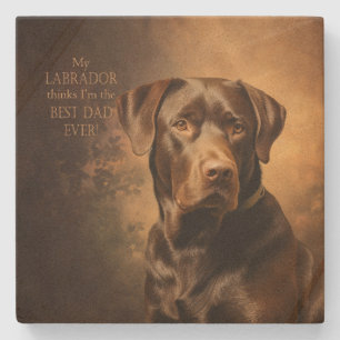 Chocolate Lab Dad Stone Coaster