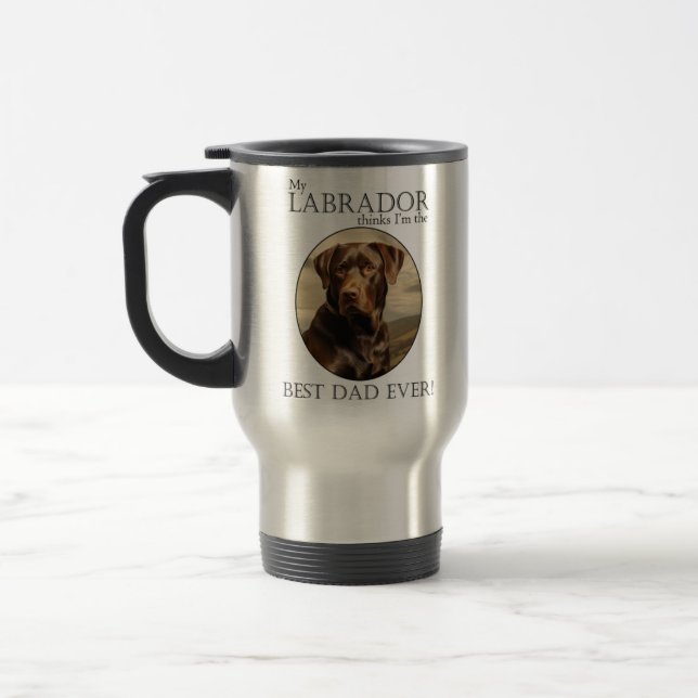 Chocolate Lab Dad Travel Mug (Left)