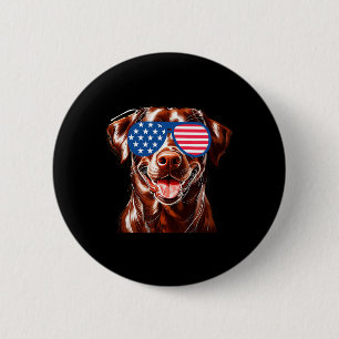 Chocolate Lab Dog American Flag Patriotic 4th Of J 6 Cm Round Badge