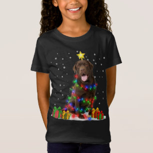 Chocolate Lab Dog Christmas Tree Lights Pyjamas Xm T-Shirt