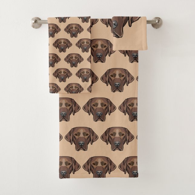 Chocolate Lab Dog Design Bath Towel Set (Insitu)