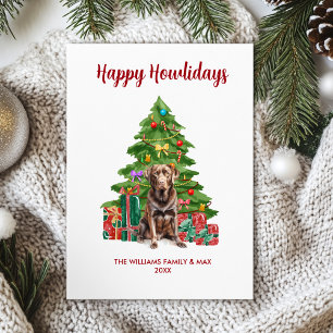 Chocolate Lab Dog Family Christmas Holiday Card