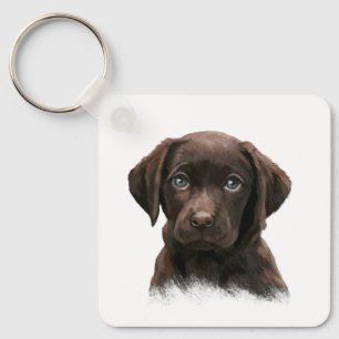 Chocolate Lab Dog Key Ring