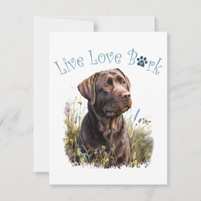 Chocolate Lab Dog Mum Floral Card (Front)