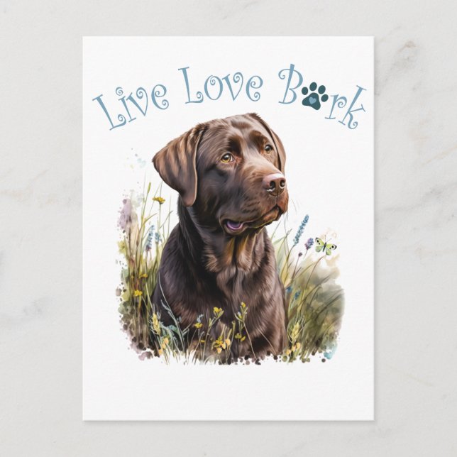 Chocolate Lab Dog Mum Floral Postcard (Front)