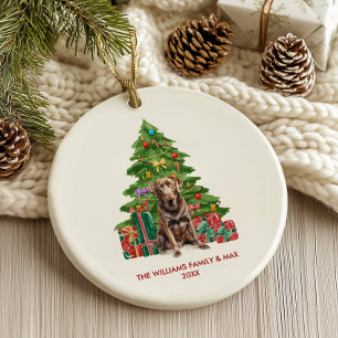 Chocolate Lab Dog Personalised Christmas Ceramic Tree Decoration