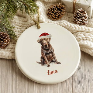 Chocolate Lab Dog Personalised Christmas Ceramic Tree Decoration