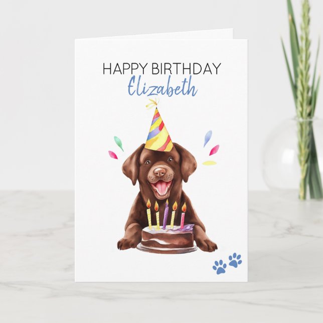 Chocolate Lab Dog Personalised Happy Birthday  Card (Front)