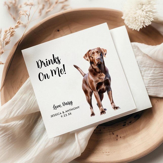 Chocolate Lab Dog Wedding  Napkin (Creator Uploaded)
