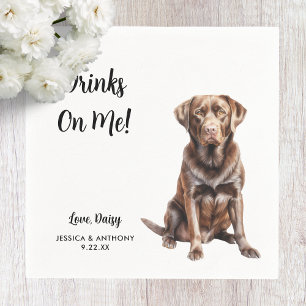 Chocolate Lab Dog Wedding  Napkin