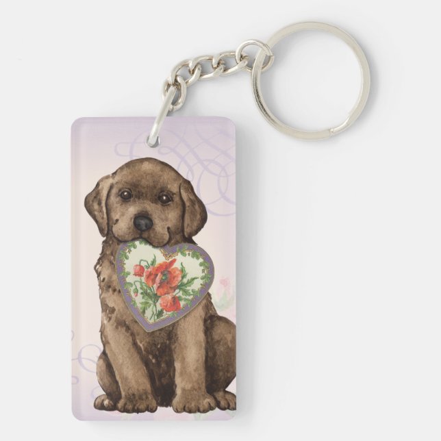 Chocolate Lab Heart Mum Key Ring (Back)