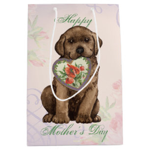 Chocolate Lab Heart Mum Medium Gift Bag