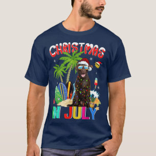 Chocolate Lab in Santa Hat Sunglasses Christmas In T-Shirt