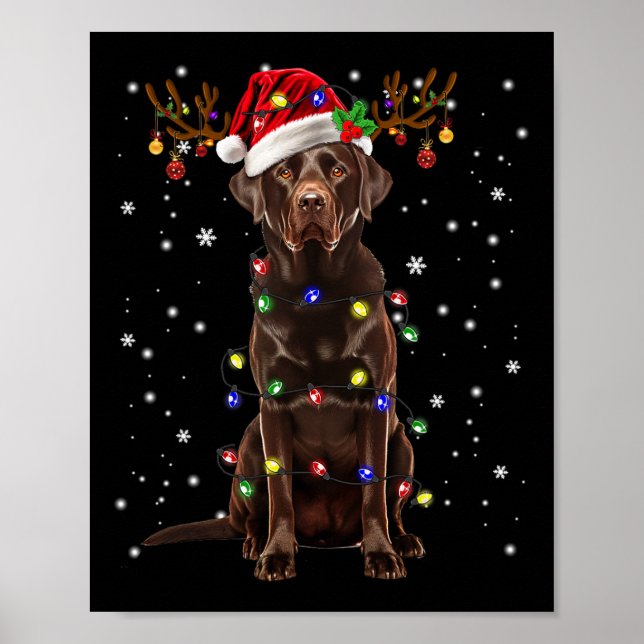 Chocolate Lab Labrador Christmas Tree Light Pajama Poster (Front)