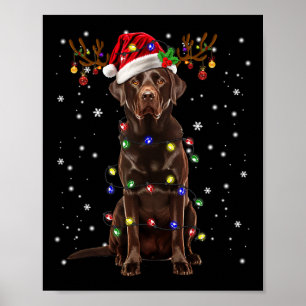 Chocolate Lab Labrador Christmas Tree Light Pajama Poster