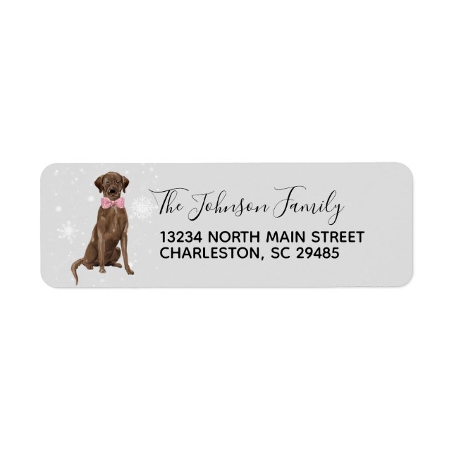 Chocolate Lab Labrador Retriever Holiday Address (Front)