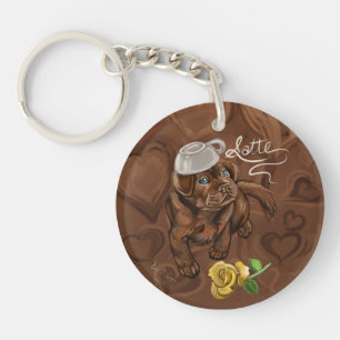Chocolate Lab Latte Key Ring