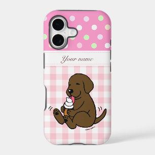 Chocolate Lab Licking Ice Cream Cartoon