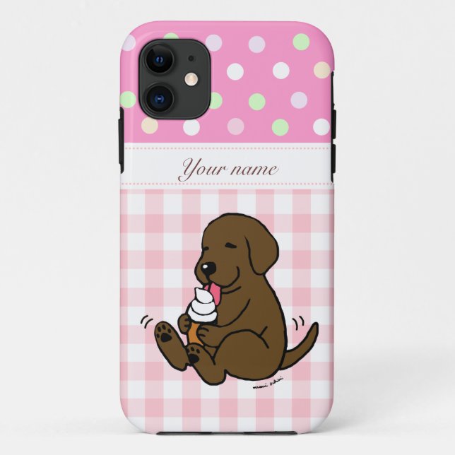 Chocolate  Lab Licking Ice Cream Cartoon Case-Mate iPhone Case (Back)
