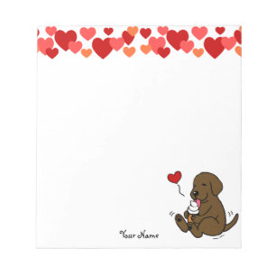 Chocolate Lab Licking Ice Cream Cartoon Notepad