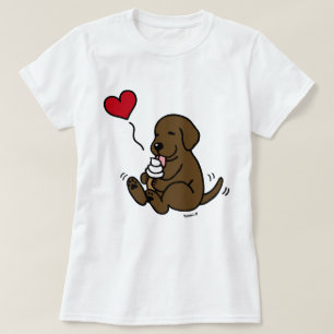 Chocolate Lab Licking Ice Cream with Red Heart T-Shirt
