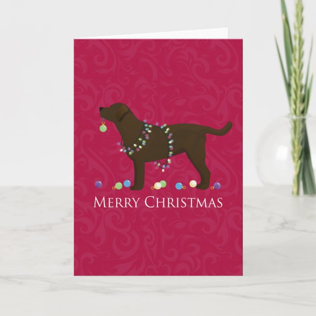 Chocolate Lab Merry Christmas Design Holiday Card (Front)