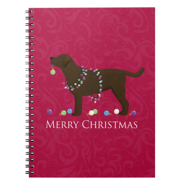 Chocolate Lab Merry Christmas Design Notebook (Front)