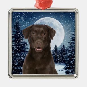 Chocolate Lab Metal Tree Decoration