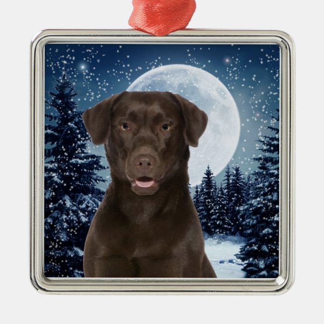 Chocolate Lab Metal Tree Decoration (Front)