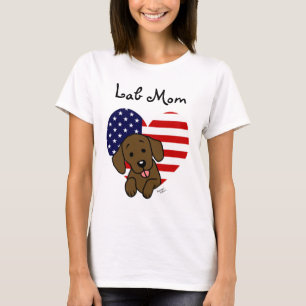 Chocolate Lab Mum & American Flag T-Shirt