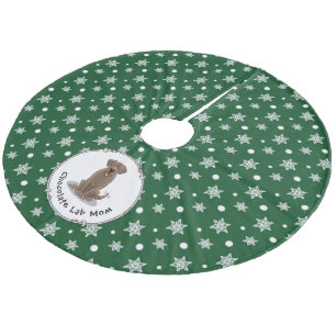 Chocolate Lab Mum (Labrador Retriever Mum) Cute Fleece Tree Skirt