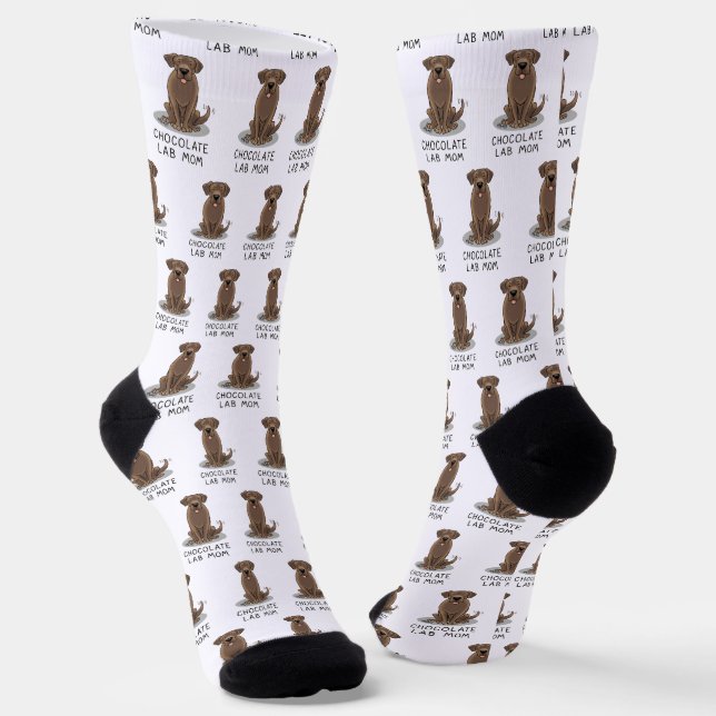 Chocolate Lab Mum (Labrador Retriever Mum) Cute Socks (Angled)