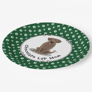 Chocolate Lab Mum Labrador Retriever Mum Dog Mum Paper Plate