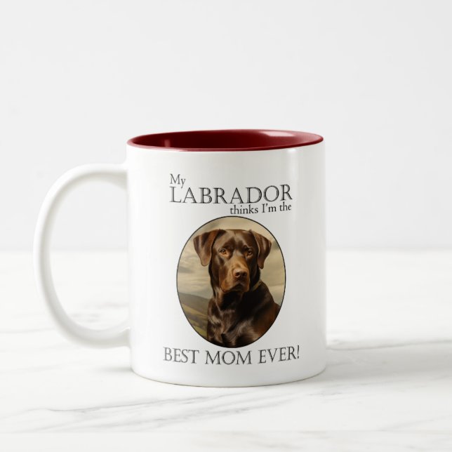 Chocolate Lab Mum Two-Tone Coffee Mug (Left)