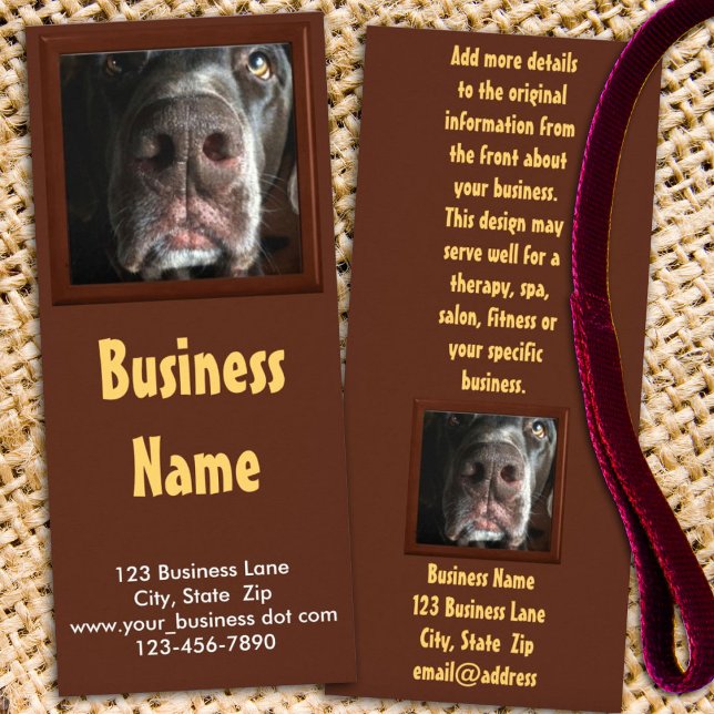 Chocolate Lab Nose Close-Up Photo Business Rack Card (You favorite business photo can appear on this promotional rack card design or keep the pooch. )
