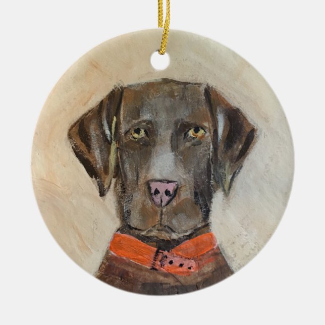 Chocolate Lab Ornament Dog Christmas Labrador (Front)
