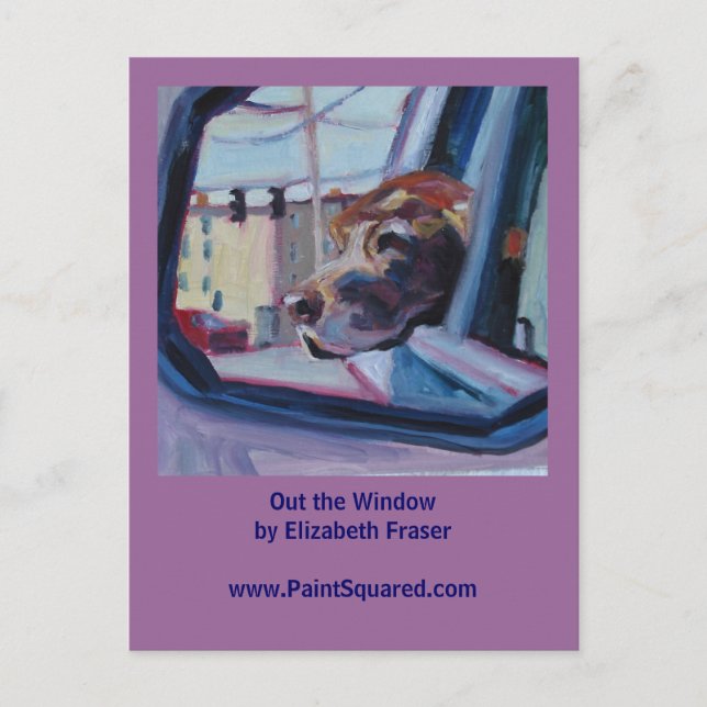 Chocolate Lab • Out the Window • Painting Postcard (Front)