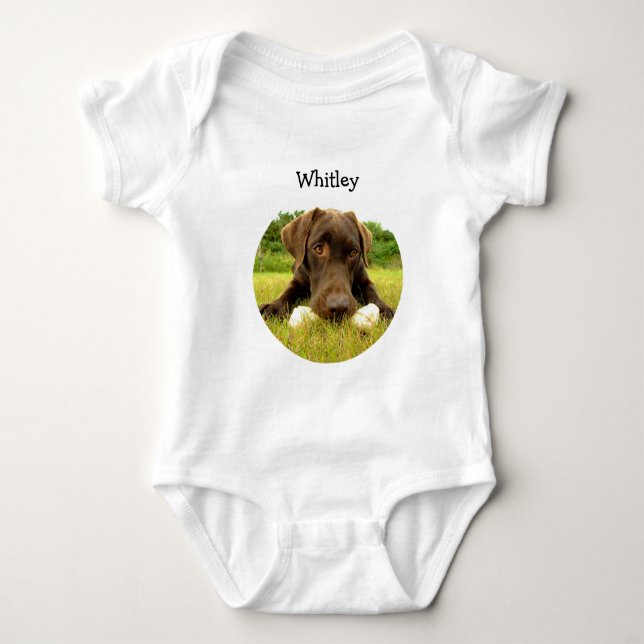Chocolate Lab Personalised Baby Bodysuit (Front)