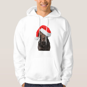 Chocolate Lab Picture Santa Hat Cute Dog Christmas Hoodie