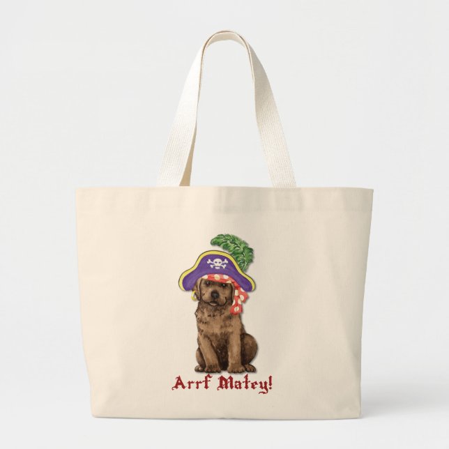 Chocolate Lab Pirate Large Tote Bag (Front)