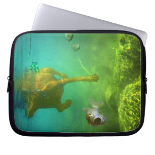 Chocolate Lab Pit Mix Dog Fishing Laptop Sleeve