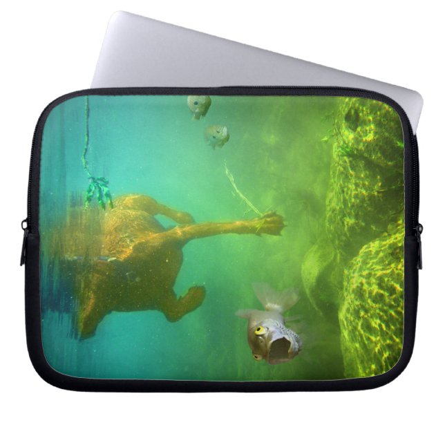 Chocolate Lab Pit Mix Dog Fishing Laptop Sleeve (Front)