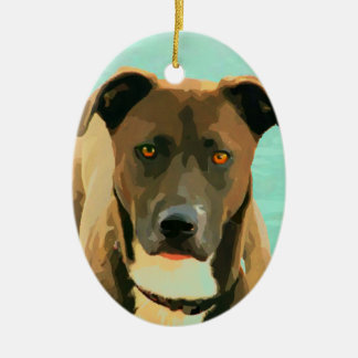 Chocolate Lab Pitbull Mix Pitador Labrabull Ceramic Tree Decoration